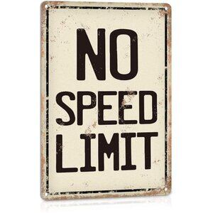 No Speed Limit Metal Signs Vintage, Funny Wall Art for Man Cave, Garage,Teen Boy